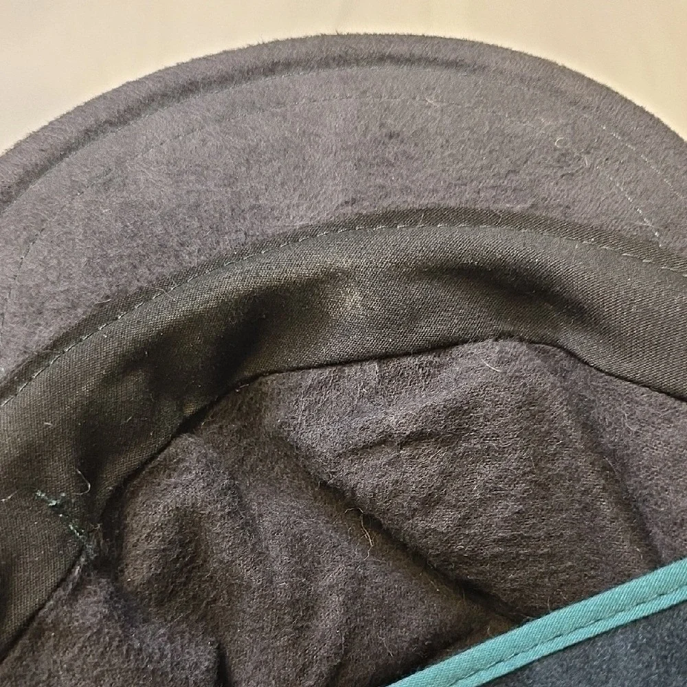 Stormy Kromer Ida Kromer Cap Black Wool Teal Trim Flower Detail Size‎ 7 Hat USA